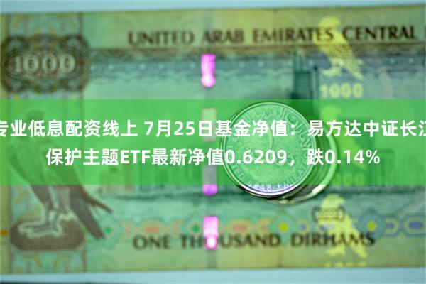 专业低息配资线上 7月25日基金净值：易方达中证长江保护主题ETF最新净值0.6209，跌0.14%