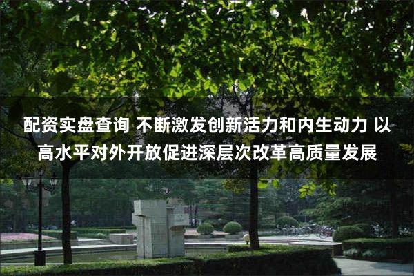 配资实盘查询 不断激发创新活力和内生动力 以高水平对外开放促进深层次改革高质量发展